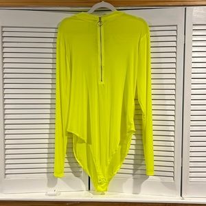 Neon Yellow (sheer/see through). Forever21+. NWT. Bodysuit. Sheer.